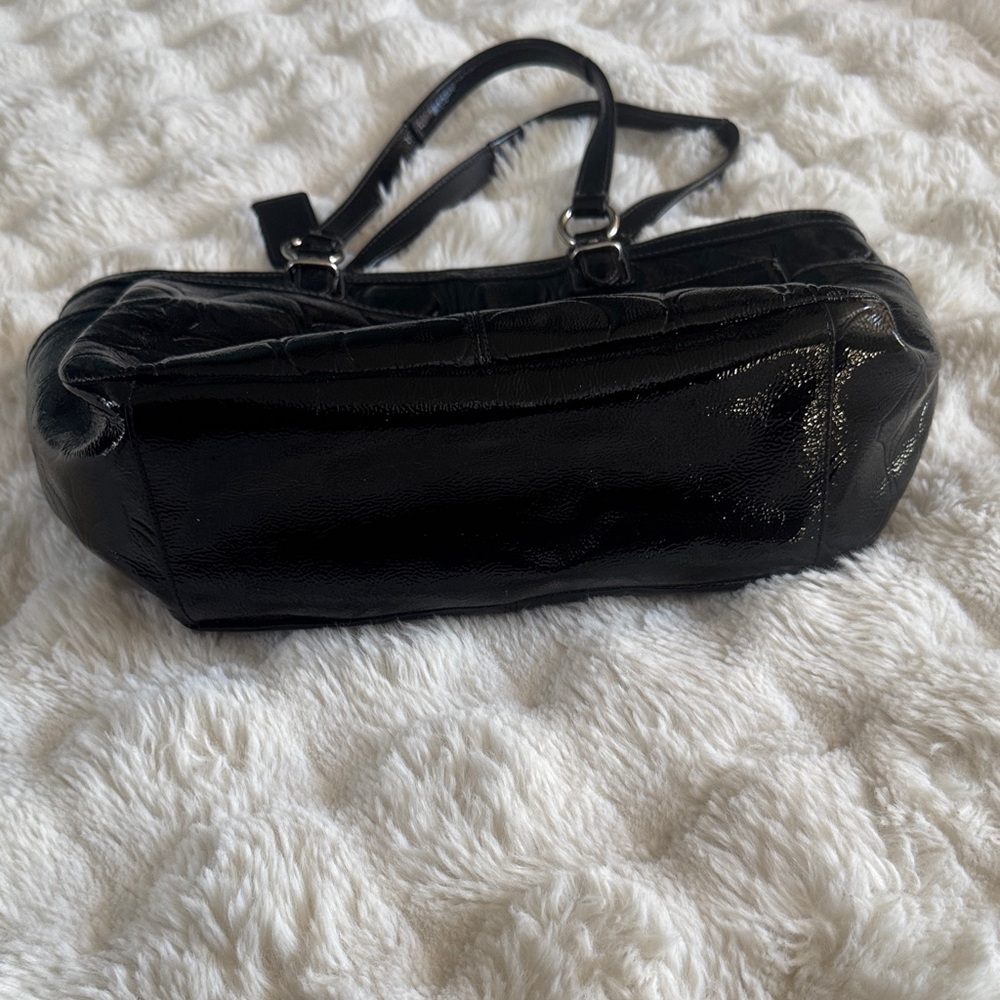 Coach Embossed Black Leather Tote - Picture 9 of 13